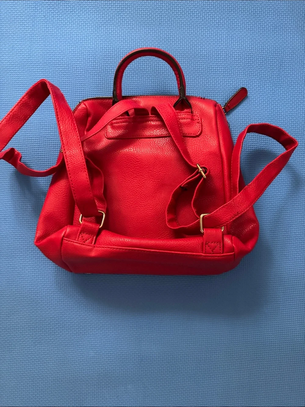 Christian Siriano Vibrant Red Backpack With Gold Accents